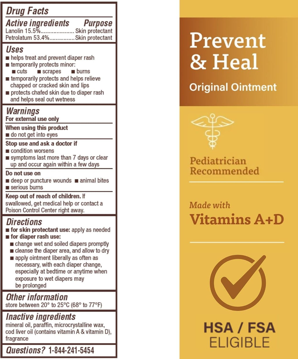 A+D Prevent + Heal Diaper Rash Ointment, With Vitamins A & D - 4 oz Tube Jansha Store
