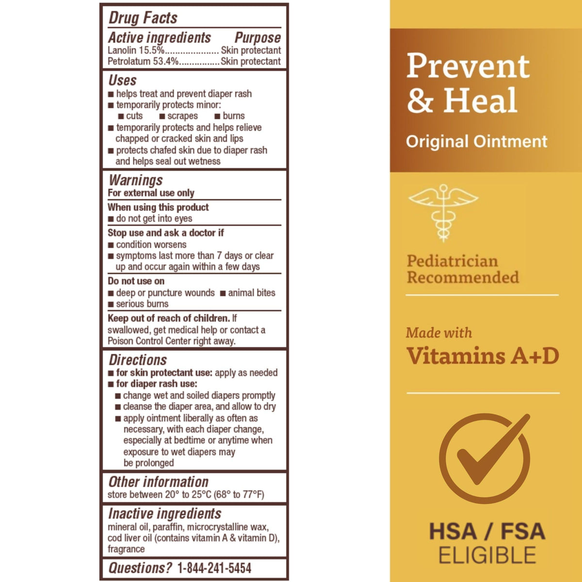 A+D Prevent + Heal Diaper Rash Ointment, With Vitamins A & D - 4 oz Tube Jansha Store