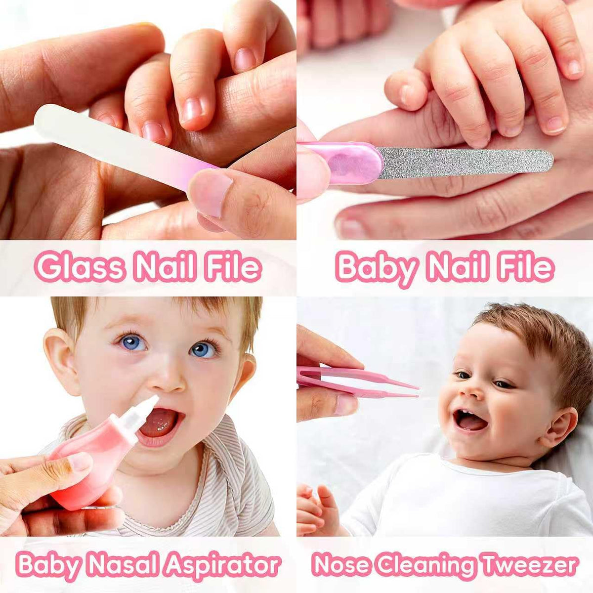 Baby Grooming Kit, Infant Safety Care Set with Hair Brush Comb Nail Clipper Nasal Aspirator,Baby Essentials Kit for Newborn Girls Boys (Grey White) Jansha Store