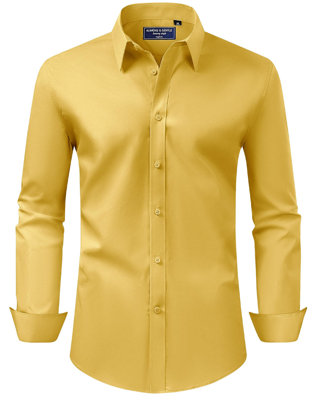 Alimens & Gentle Men's Dress Shirt Regular Fit Stretch Stain Shield Long Sleeve Solid Business Wedding Button Down Shirts Jansha Store