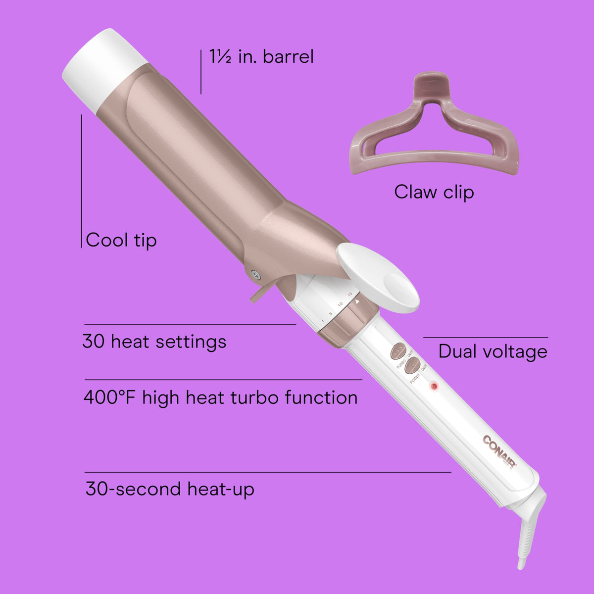 Conair Curling Iron, Double Ceramic, 1/2-in. Barrel, White/Rose Gold Jansha Store