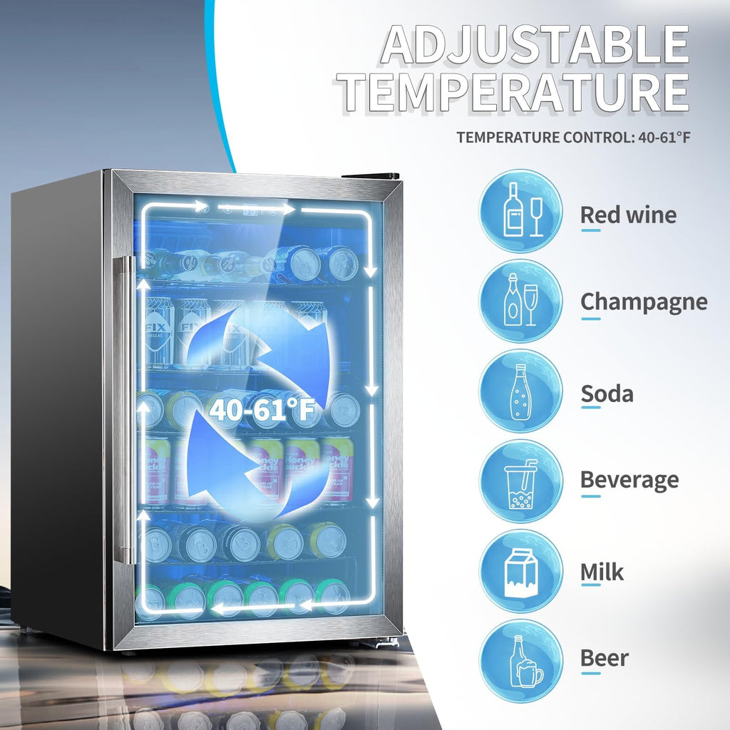 Antarctic Star Beverage Refrigerator Cooler 68 Can, Mini Fridge with Glass Door for Beer Drinks Wine,Freestanding Small Fridge with Electronic Temperature Control for Home and Bar,1.7 cu.ft Jansha Store