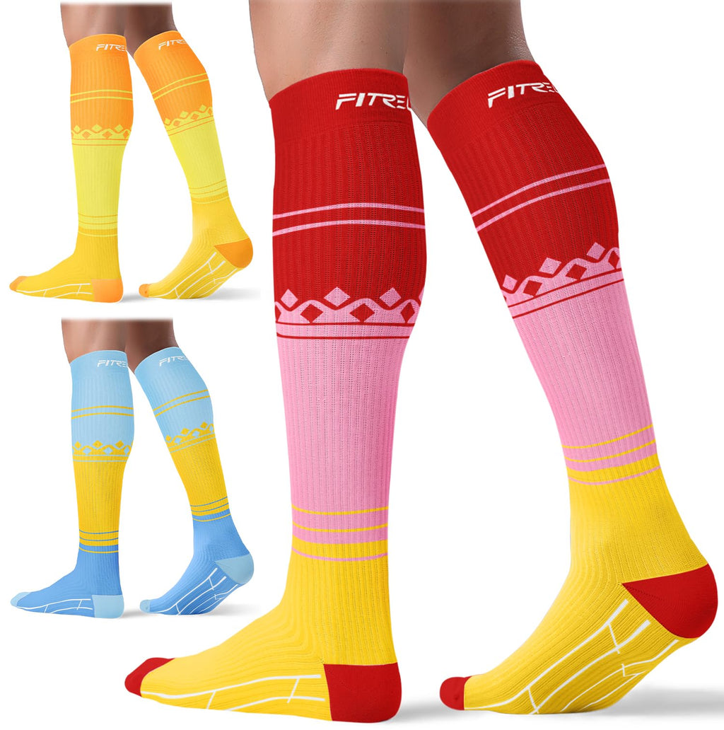 FITRELL 3 Pairs Compression Socks for Women and Men 20-30mmHg-Circulation Support Socks Jansha Store