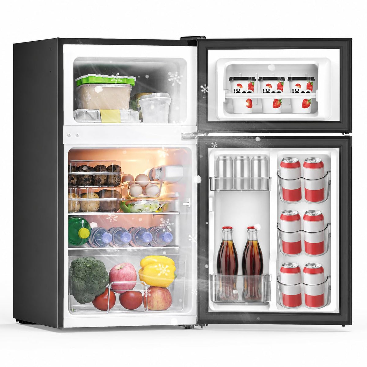 3.2 Cu Ft Mini Fridge with Freezer, Single Door Upright Freezer Jansha Store