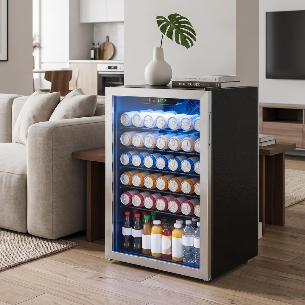 Erivess 24 Can Mini Fridge, 0.6 Cu.ft Beverage Refrigerator Cooler, Black Jansha Store