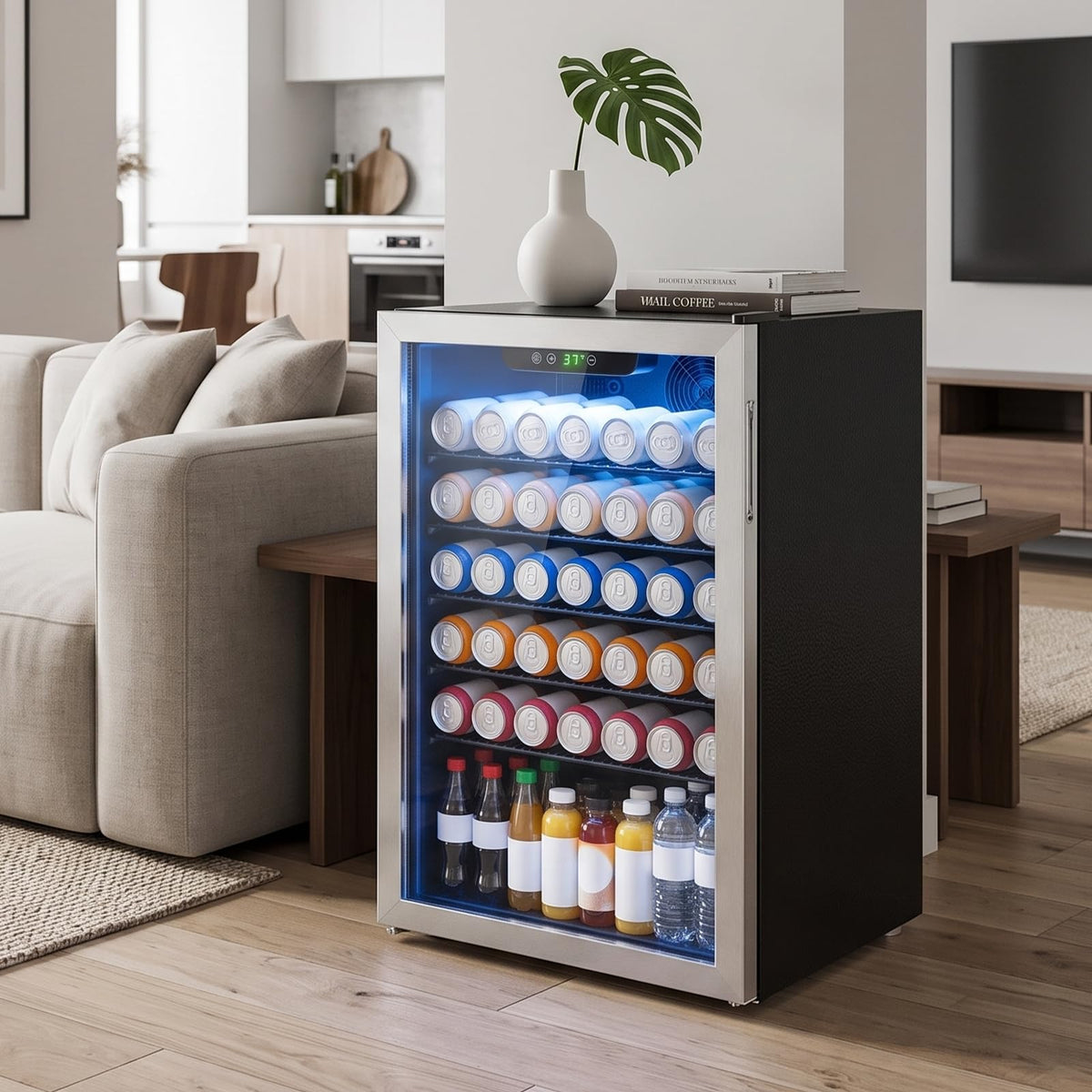 Erivess 24 Can Mini Fridge, 0.6 Cu.ft Beverage Refrigerator Cooler, Black Jansha Store