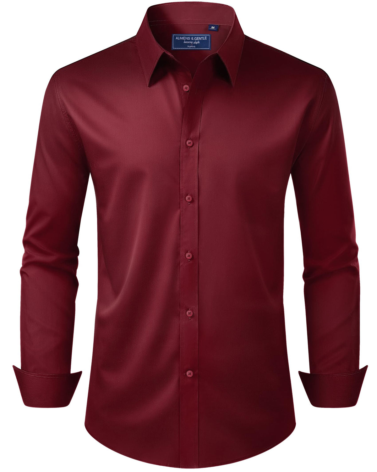 Alimens & Gentle Men's Dress Shirt Regular Fit Stretch Stain Shield Long Sleeve Solid Business Wedding Button Down Shirts Jansha Store