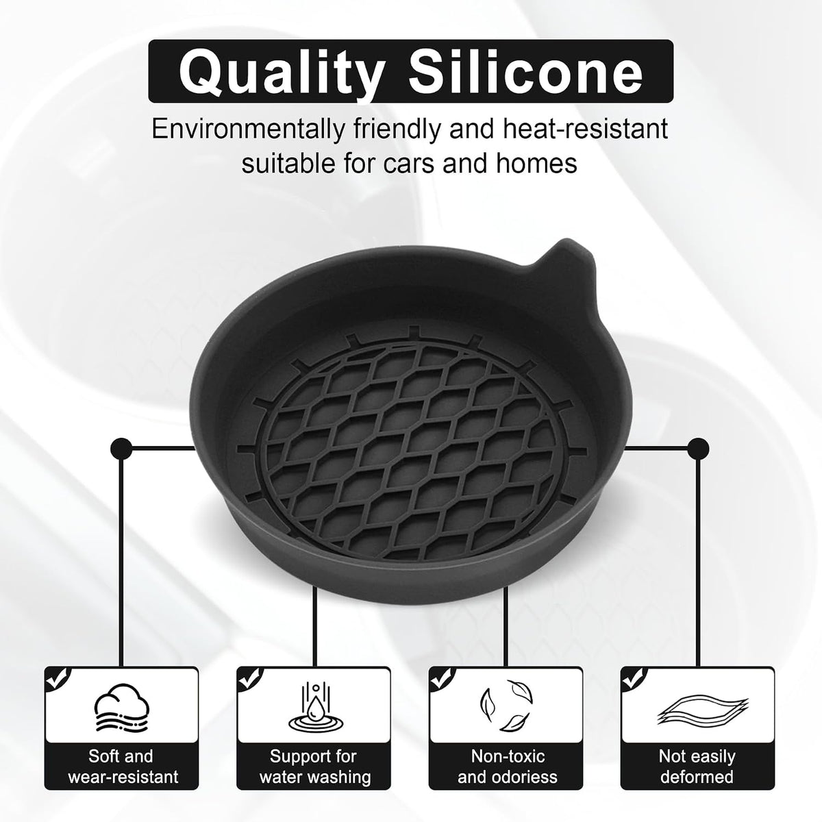 SINGARO Car Cup Holder Coaster, Silicone Cup Holder Insert, Universal Non-Slip Cup Holders, Car Accessories Interior for Women and Man Interior Sets 4 Pack Black Jansha Store