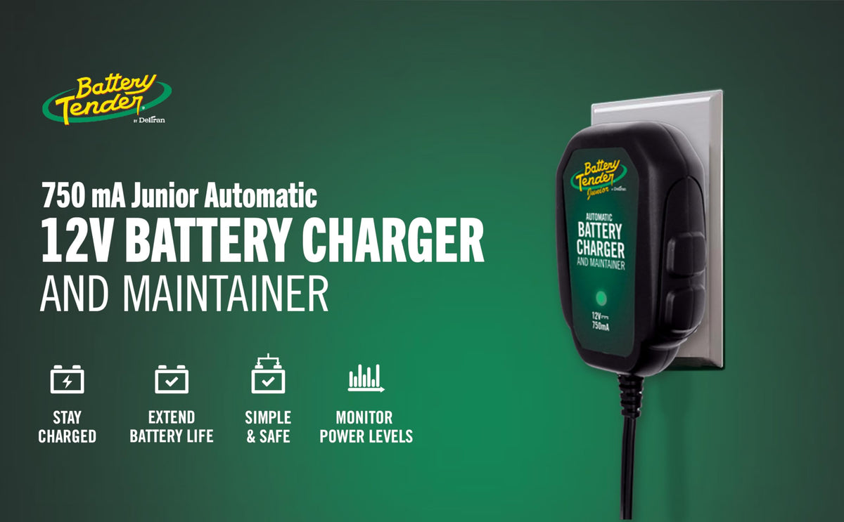 Battery Tender Junior 12V, 750mA Charger and Maintainer: Automatic 12V Powersports for Motorcycle, ATVs, and More - Smarter Than a Trickle Charger - 021-0123 Jansha Store