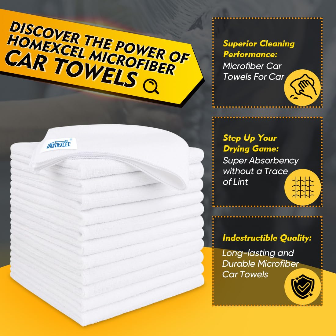 HOMEXCEL Microfiber Cleaning Cloth 12 Pack, 12.5 x 12.5 inch Microfiber Towels for Cars, Ultra Absorbent Washing Cloth, Lint Free Streak Free Cleaning Rags for Car, Kitchen, and Window (Grey) Jansha Store