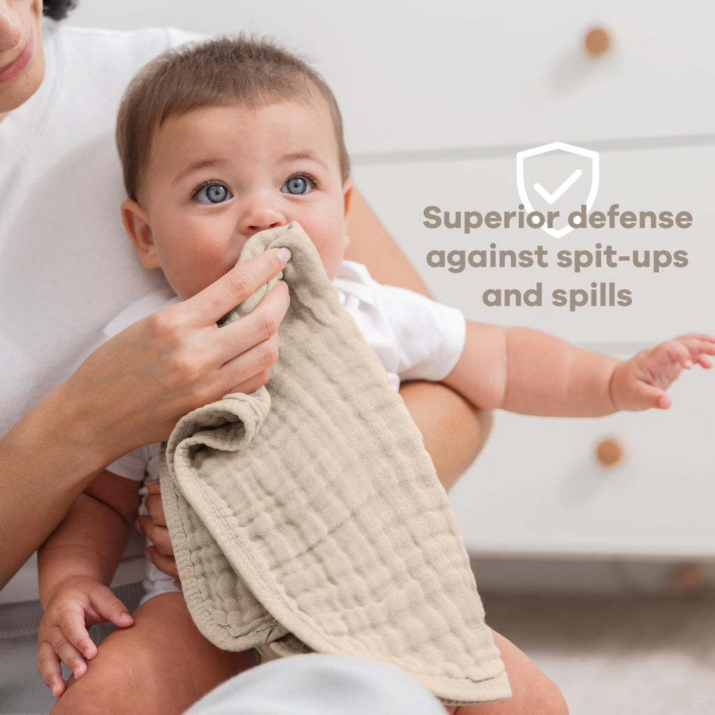 Comfy Cubs Muslin Burp Cloths 20x10" 6 Pack, Baby Burp Cloths - Cream Jansha Store