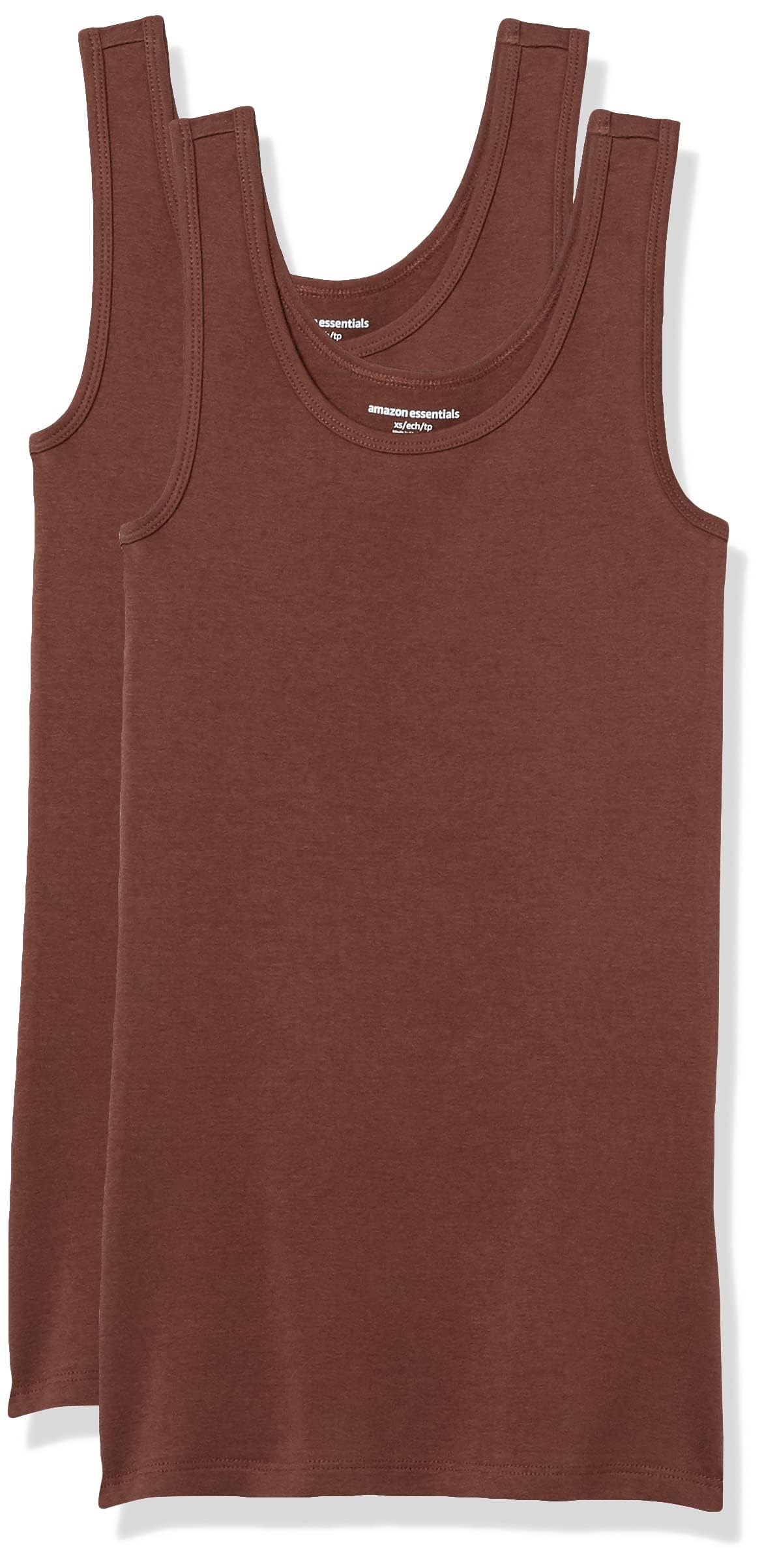 Amazon Essentials Women's Slim-Fit Ribbed Scoop Neck Tank Tops, Pack of 2 Jansha Store