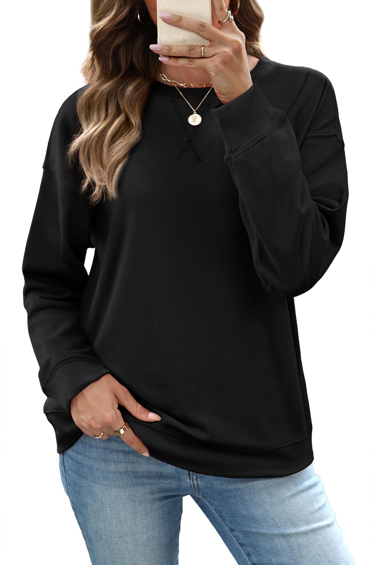 RUMIA Women's Crew Neck Sweatshirt Long Sleeve Tops for Women Fall Clothes Jansha Store