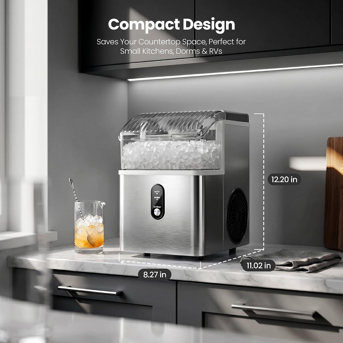 Crzoe Nugget Ice Maker Countertop, 35lbs/Day, Portable Pebble Ice Machine Jansha Store