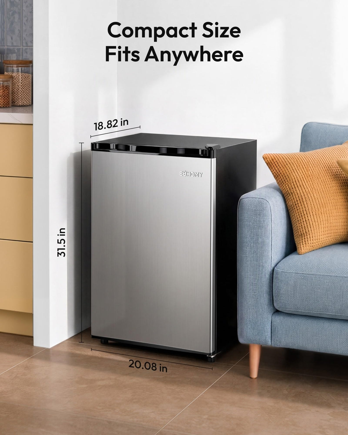 EUHOMY 2.1 Cu.ft Upright Freezer, Reversible Door Mini Freezer, Silver Jansha Store