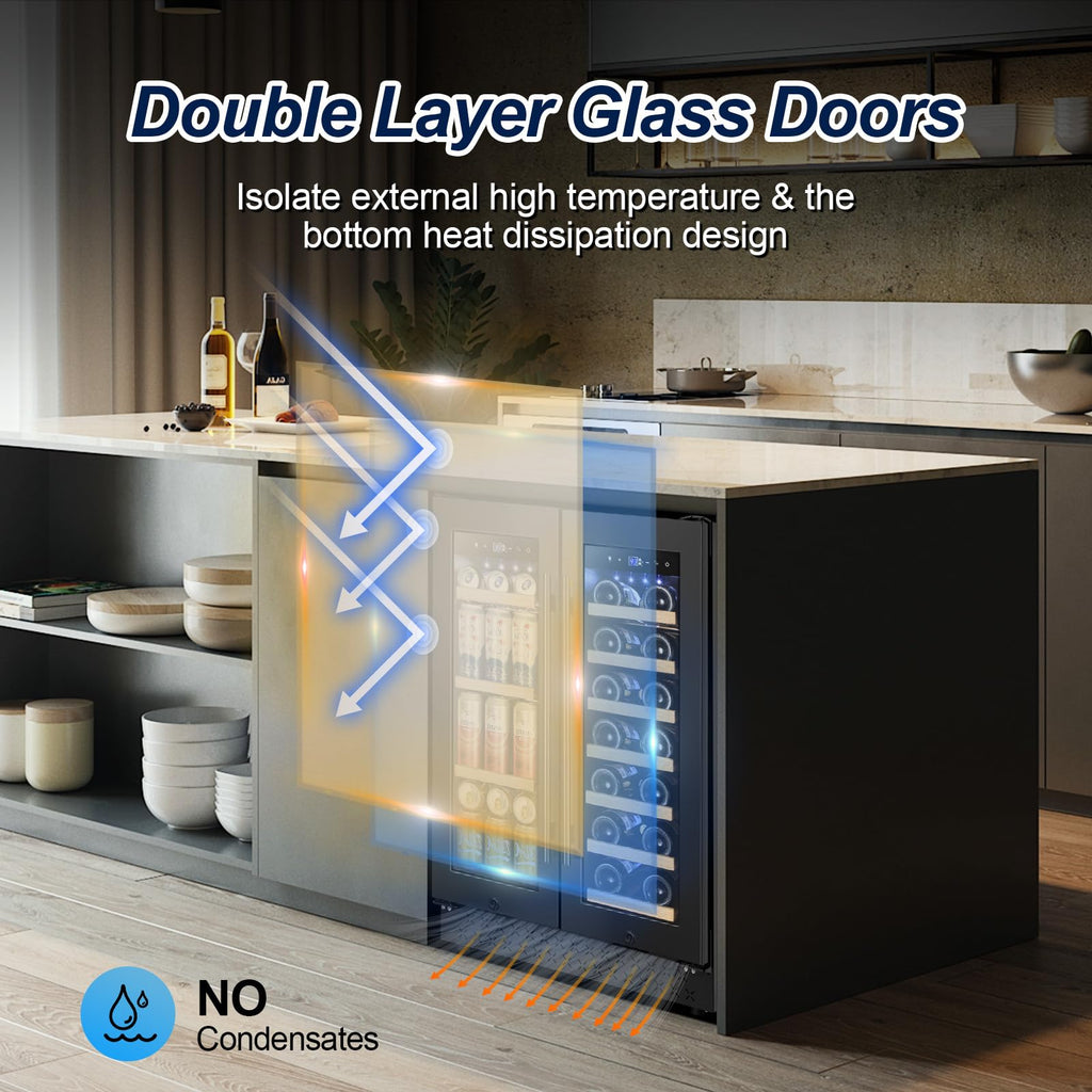 24 Inch Upgraded Dual Zone Wine and Beverage Refrigerator Cooler Jansha Store