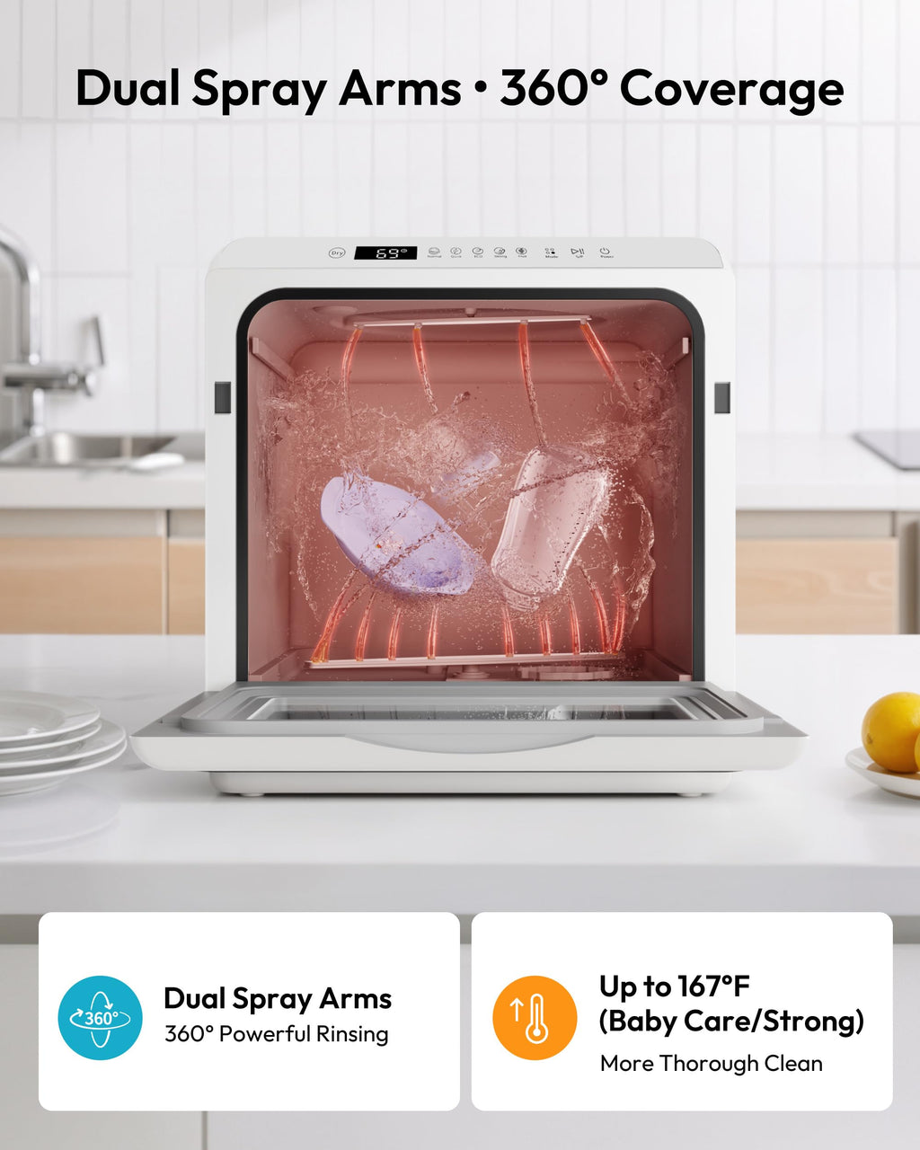 EUHOMY Countertop Dishwasher Portable, 6 Programs with 40 dB, No Hookup Jansha Store