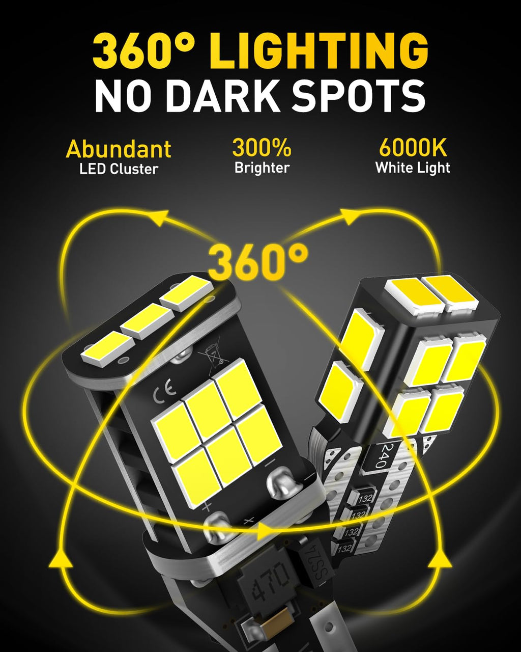 AUXITO 912 921 LED Bulb for Backup Light Reverse Lights High Power 2835 15-SMD Chipsets Error Free T15 906 922 W16W Bulbs, 6000K White, Automotive Light Bulbs (Upgraded, Pack of 2) Jansha Store