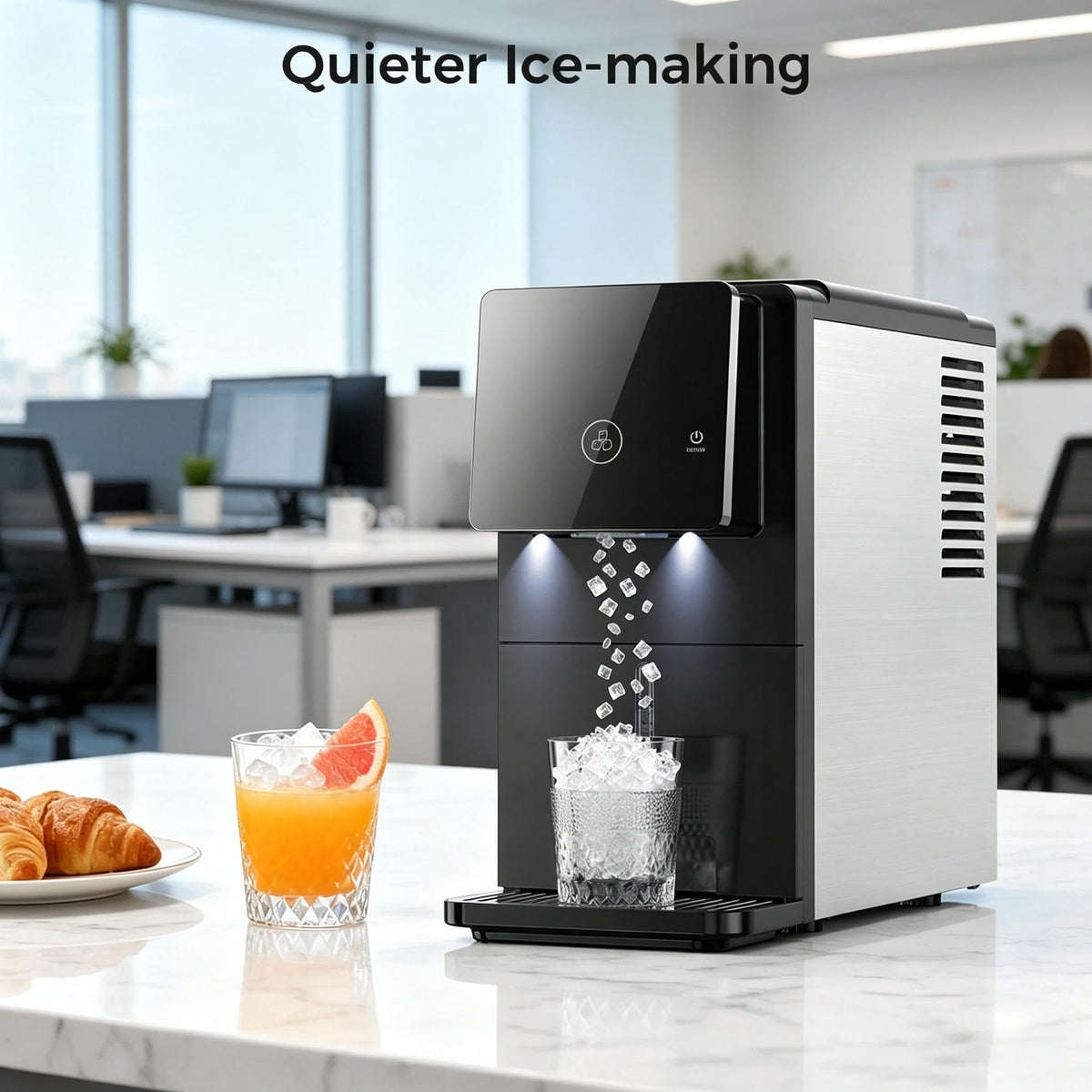 COWSAR Nugget Countertop Ice Maker, 33 lbs/Day Chewable Pellet Ice Machine with Self-Cleaning, Auto Lighting & Measured Dispensing, Portable Pebble Ice Maker for Home, Kitchen, Office, Black Jansha Store