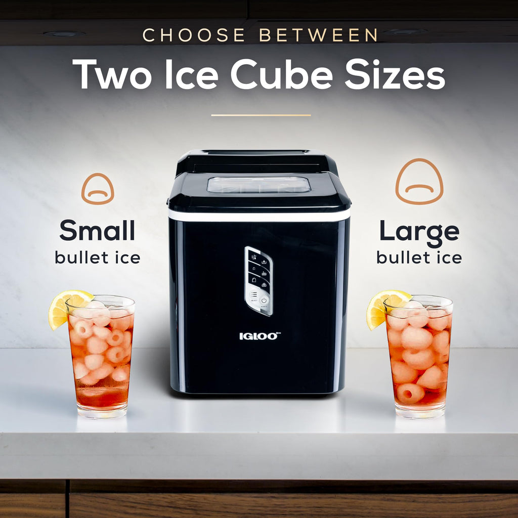 Igloo Portable Ice Maker with Scoop - Ice Maker with LED Control Panel & 1.5 Quart Water Tank - Stainless Ice Cube Maker Produces 26 Lbs. of Ice in 24 Hours with 9 Large or Small Cubes in 7 Minutes Jansha Store