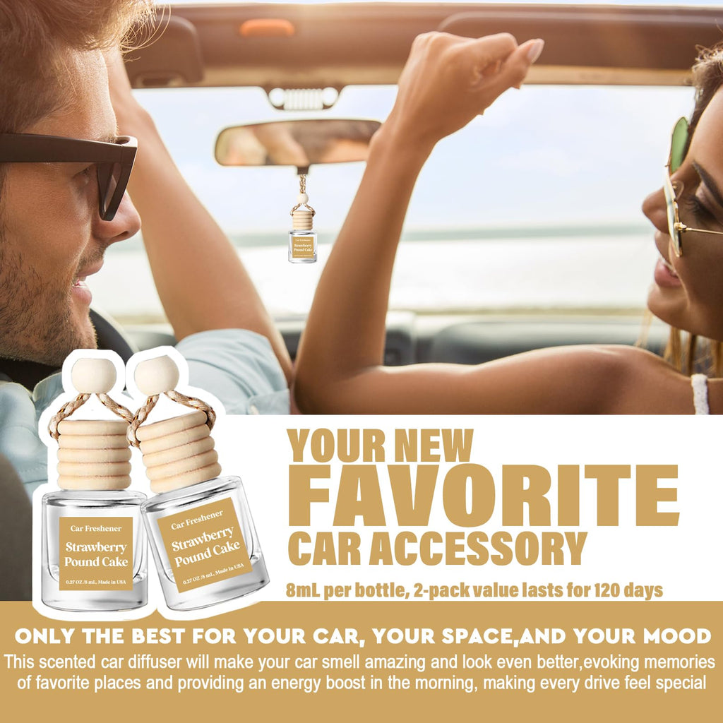 C Classy Car Air Freshener Hanging 2 Pack, Mahogany Teakwood Essential Oil Diffuser, Cute Glass Bottle, Long-Lasting Fragrance Car Accessories for Women & Men, Made in USA Jansha Store