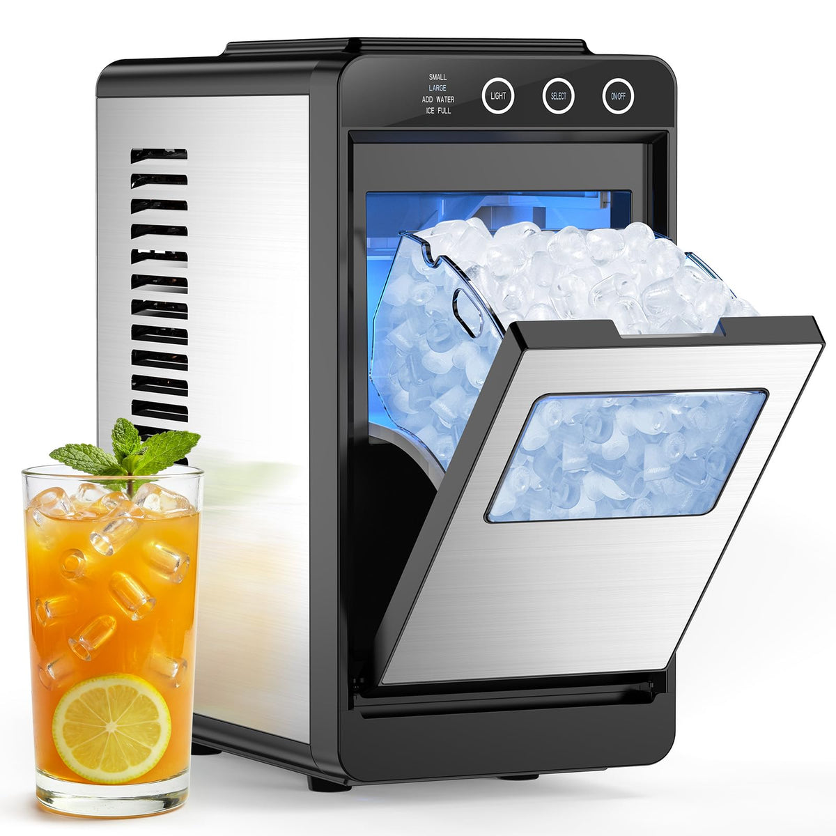 COWSAR Nugget Countertop Ice Maker, Automatic Ice Dispenser, 33 lbs/Day Chewable Pellet Ice Machine with Self-Cleaning & Measured Dispensing, Portable Ice Maker for Home, Kitchen, Office Jansha Store
