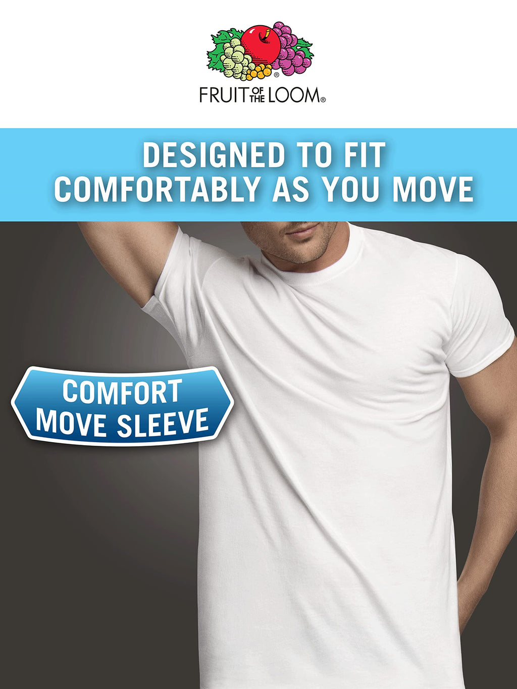 Fruit of The Loom Men's Crew Tee Undershirts, Moisture Wicking & Tag Free, Also Available in Big & Tall Jansha Store