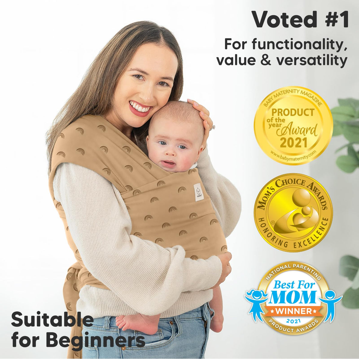 KeaBabies Baby Wrap Carrier, All in 1 Original Baby Carrier, Trendy Black Jansha Store