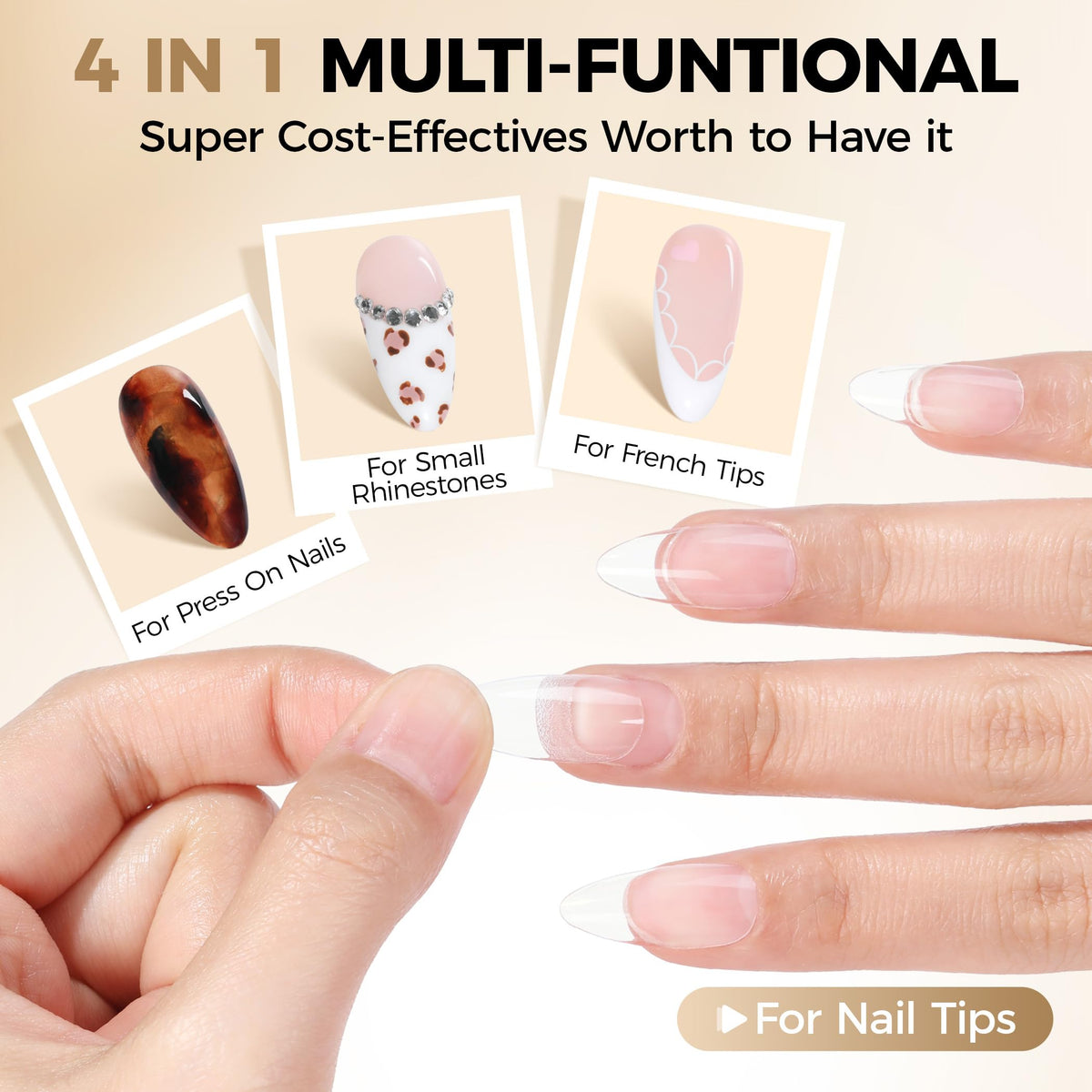 UNA GELLA Short Almond Nail Tips 504PCS Short Fake Nails Soft Press Ons Jansha Store
