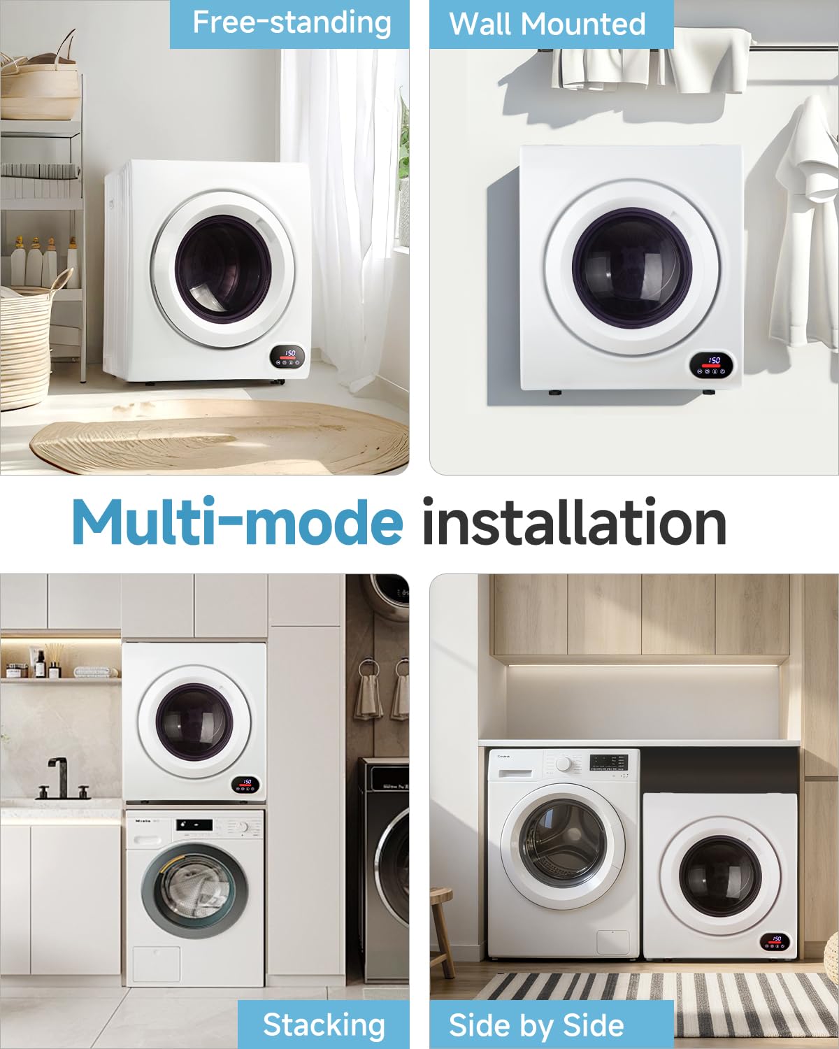 Feelfunn 850W Portable Clothes Dryer with 4 Automatic Drying Modes Jansha Store
