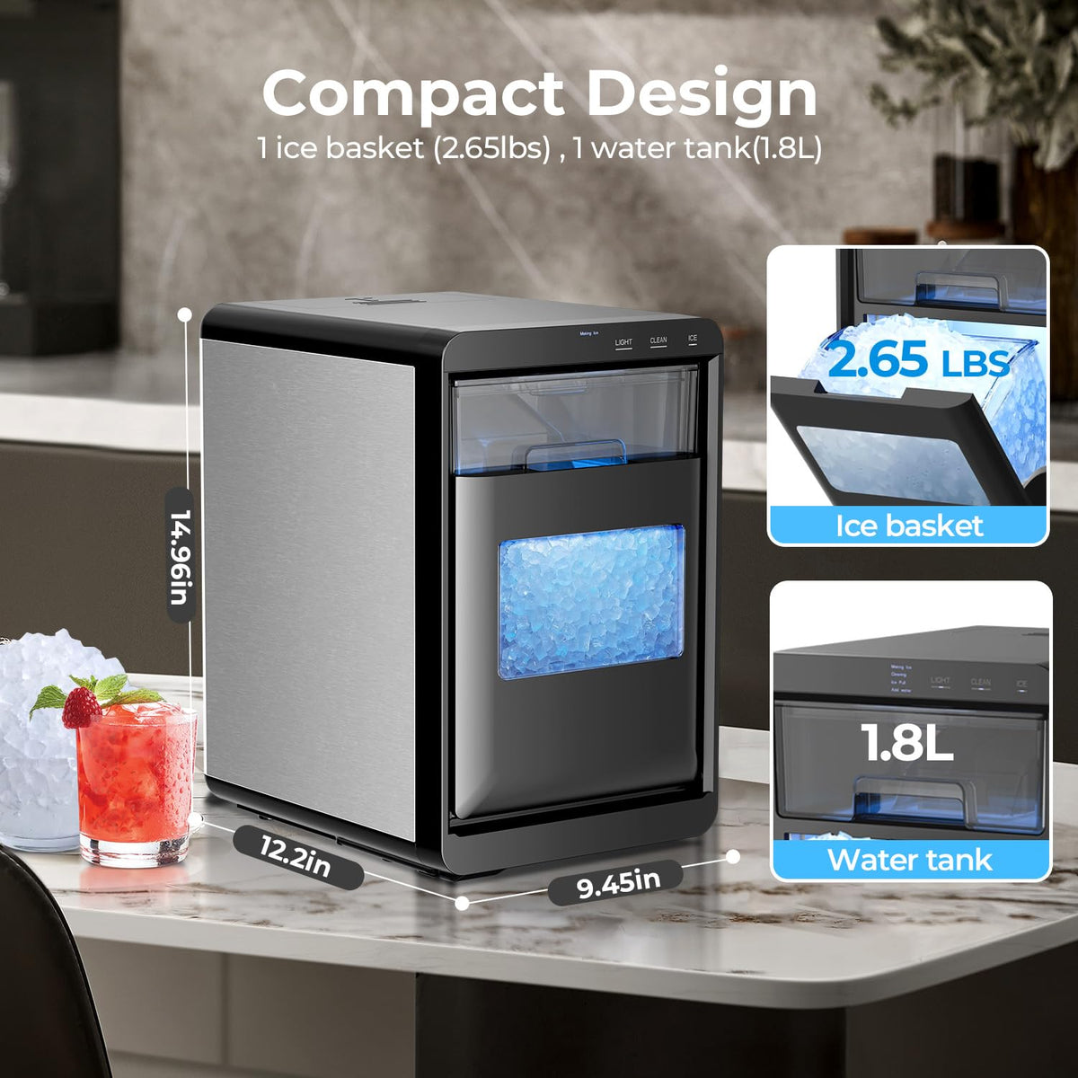 Antarctic Star Countertop Ice Maker Machine, 26Lbs/Day Fastest 6‑Min Ice Jansha Store