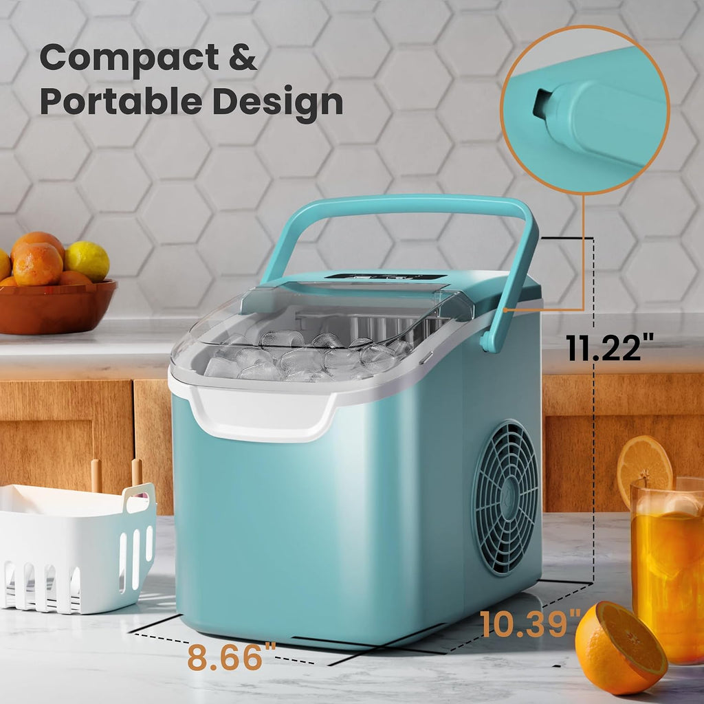 Crzoe Countertop Ice Maker, 26Lbs/24H, 2 Sizes of Ice, Self-Cleaning,Green Jansha Store