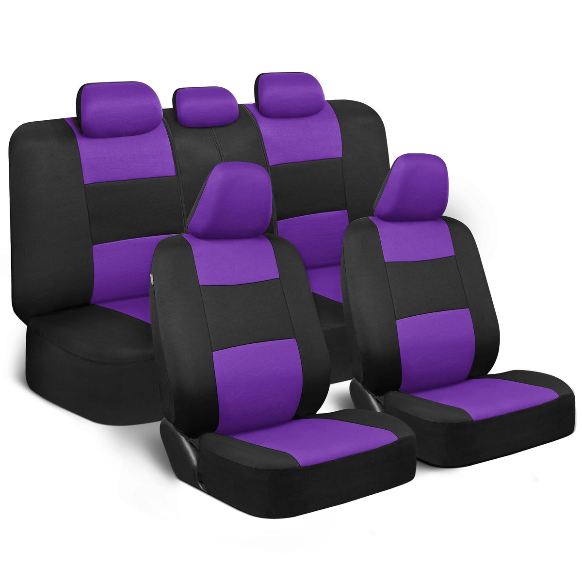 BDK PolyPro Car Seat Covers Full Set in Solid Black, Front and Rear Split Bench Seat Covers for Cars, Easy to Install Car Seats Cover Set and Accessories for Auto Trucks Van SUV - Solid Black Jansha Store