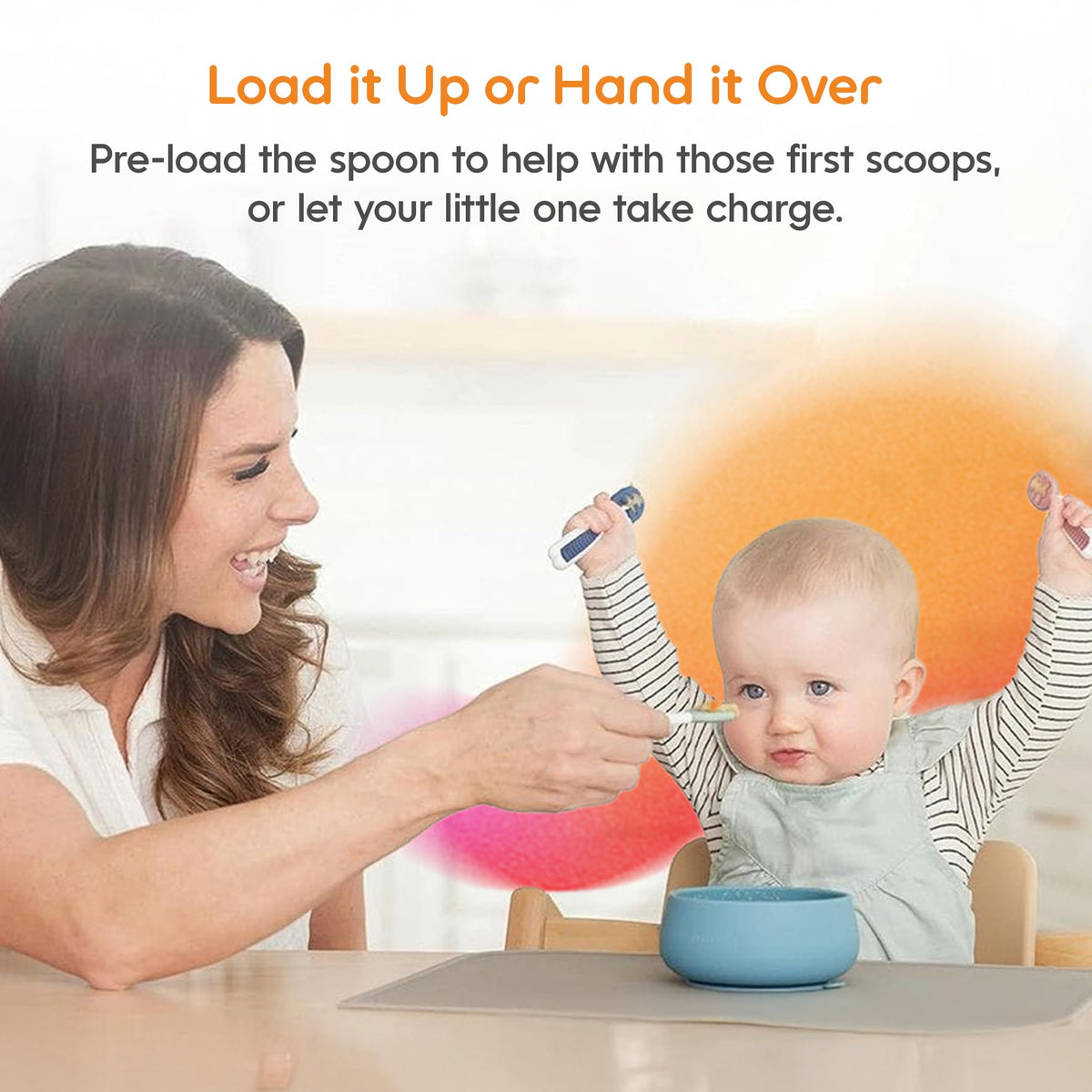NumNum Baby Spoons Self Feeding 6 Months, 2-Pack Gray/Green Jansha Store
