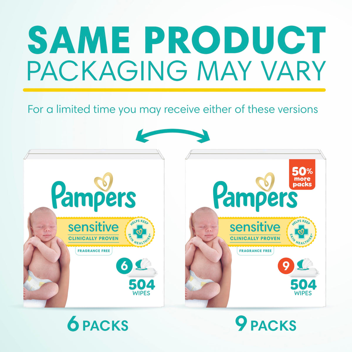 Pampers Sensitive Baby Wipes, Unscented, Fragrance Free, Clinically Proven, Water Based, Hypoallergenic, Multi-Use, Hand Wipes, 1008 Wipes Total (18X Flip-Top Packs) Jansha Store