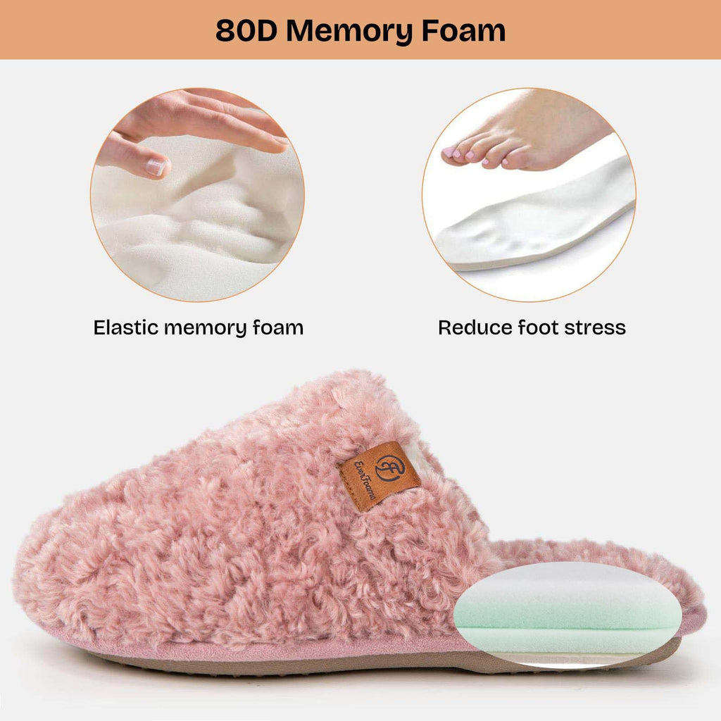 EverFoams Women's Fuzzy Slippers Warm Cozy Memory Foam Indoor House Shoes Jansha Store