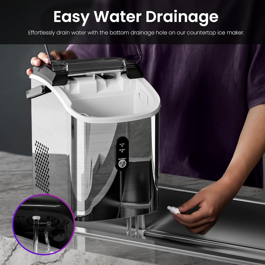 Kismile Nugget Ice Maker Countertop, 35 lbs/Day, Stainless Steel Jansha Store