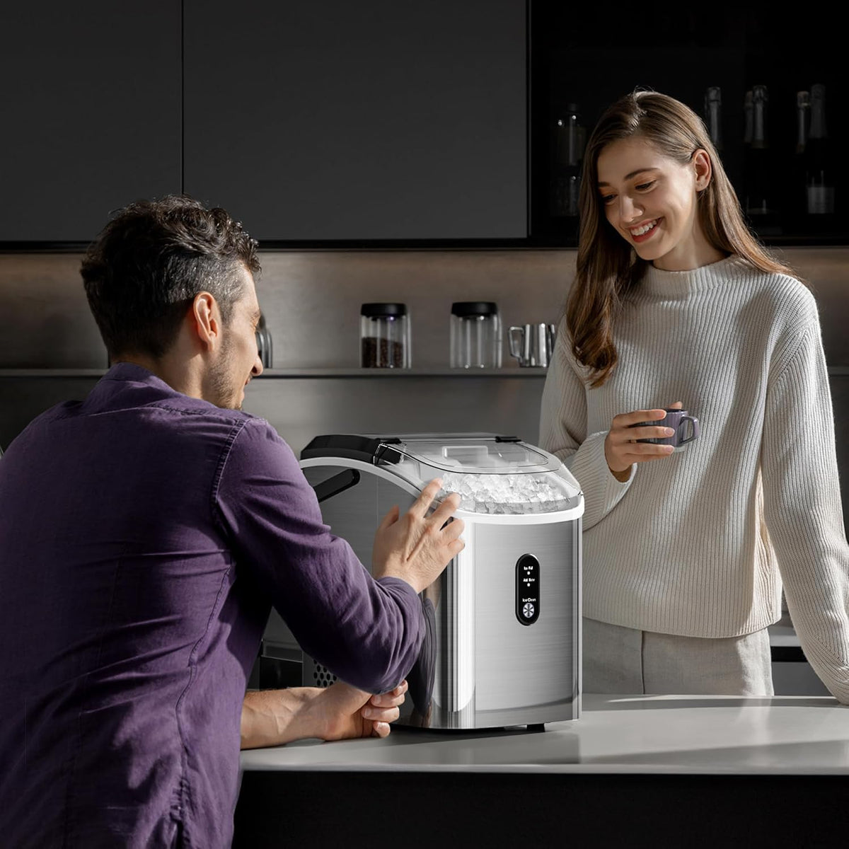 Kismile Nugget Ice Maker Countertop, 35 lbs/Day, Stainless Steel Jansha Store