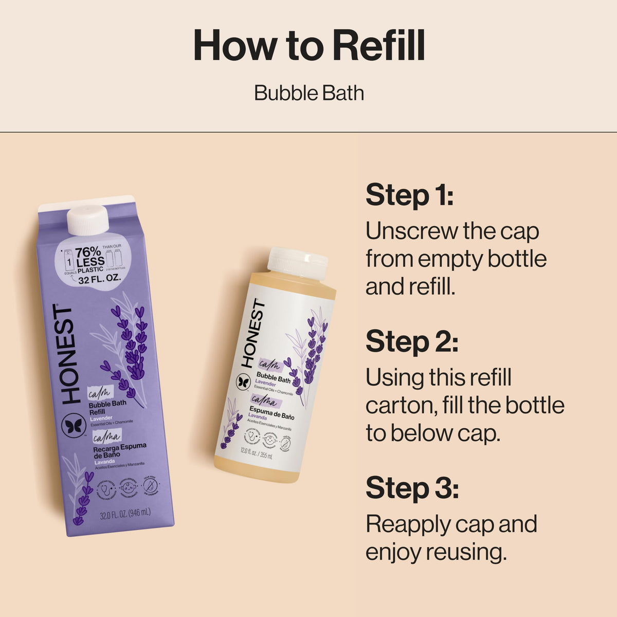 The Honest Company Bubble Bath, Hypoallergenic, Lavender Calm, 12 fl oz Jansha Store