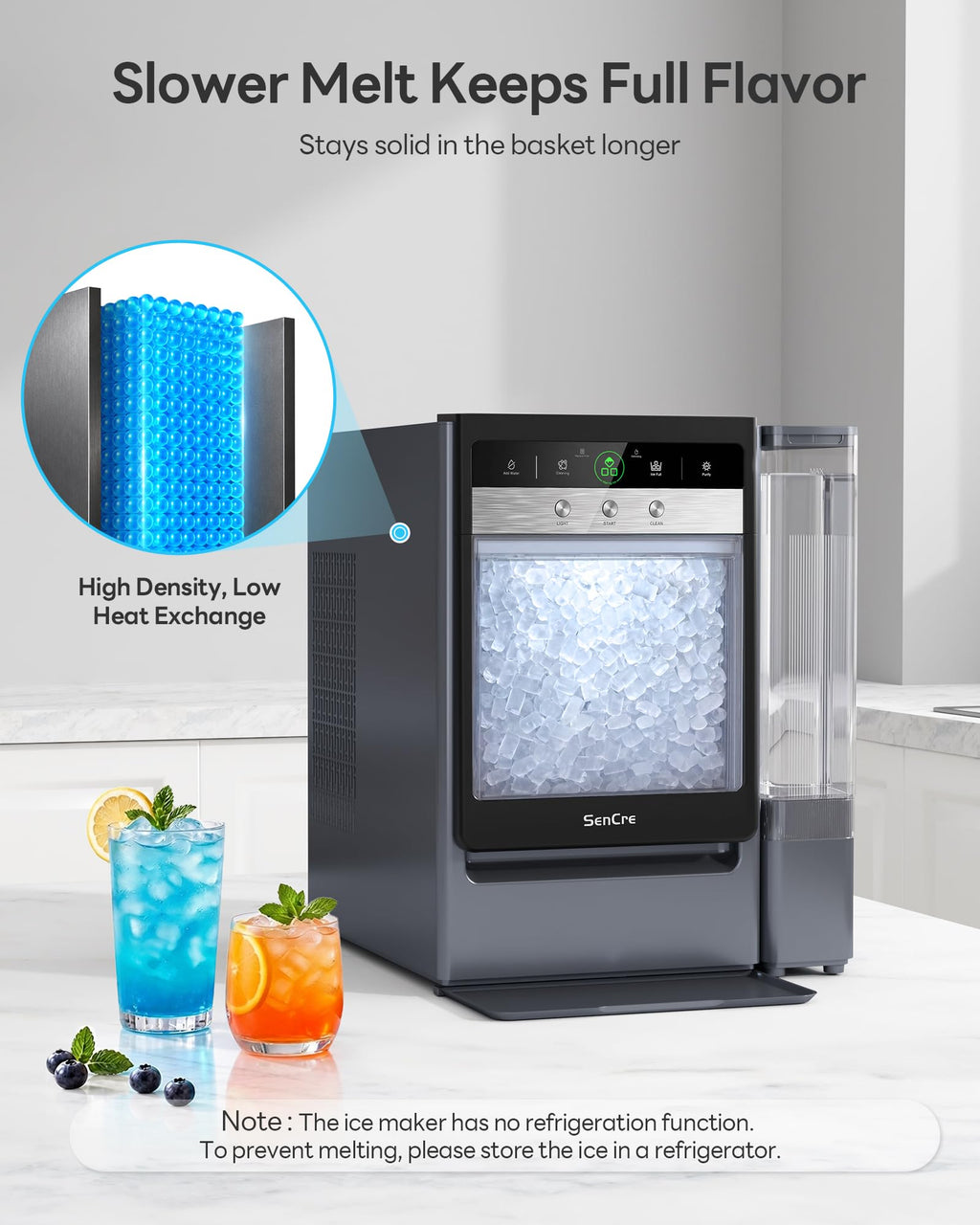 Nugget Ice Maker Countertop 60lbs/24H, 5-Min Ice Output, UV-C Purify Jansha Store