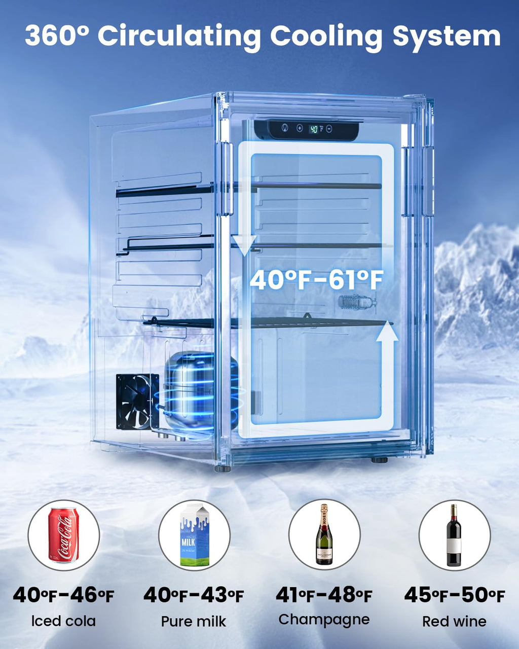 Feelfunn 24 Can Beverage Refrigerator, Mini Fridge, Black Jansha Store
