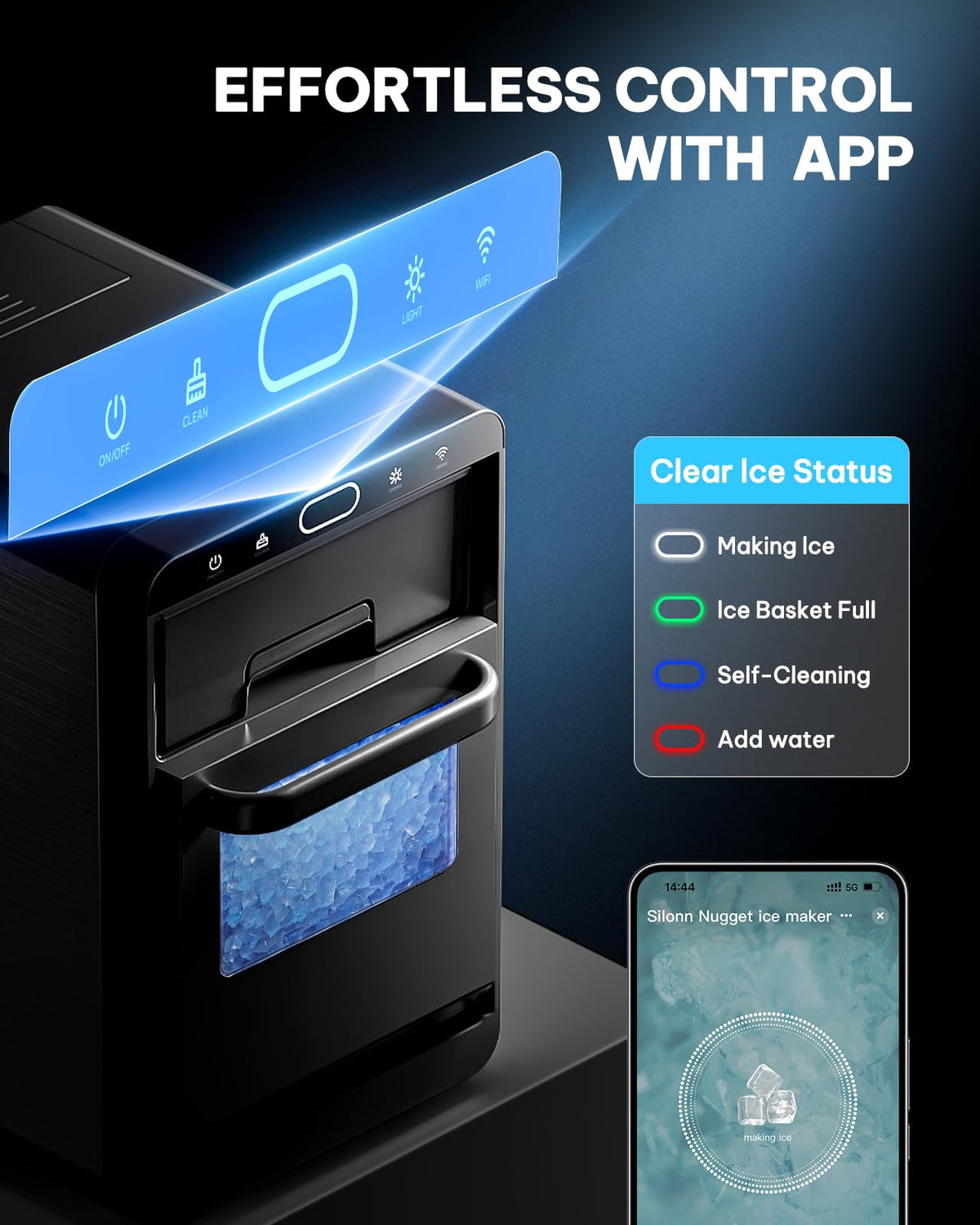 Silonn Ice Maker Countertop, 9 Cubes Ready in 6 Mins, 26lbs in 24Hrs, Self-Cleaning Ice Machine with Ice Scoop and Basket, 2 Sizes of Bullet Ice for Home Kitchen Office Bar Party Jansha Store