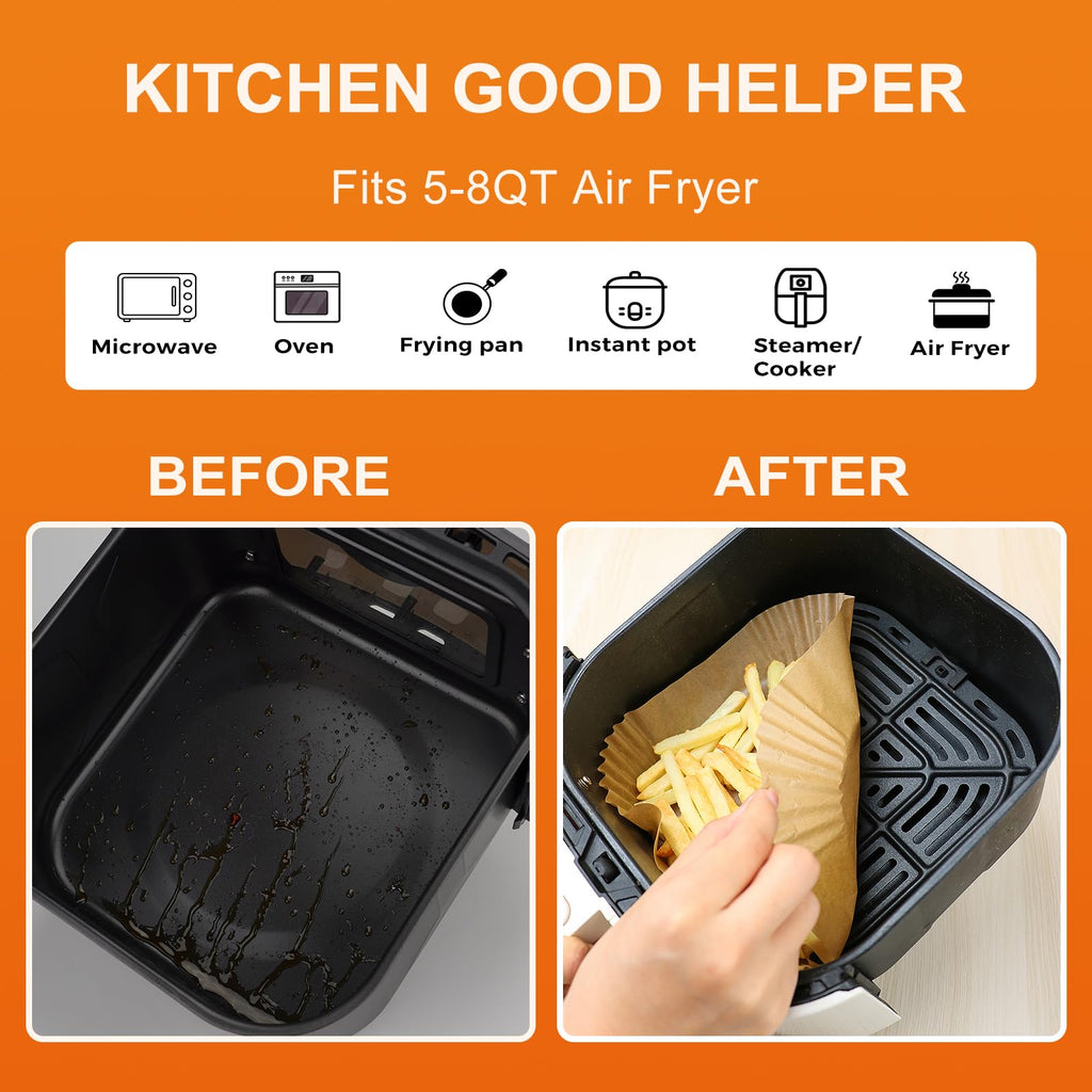 Air Fryer Liners Disposable, 100Pcs Parchment Paper 6.5" Square for 3-5QT Jansha Store