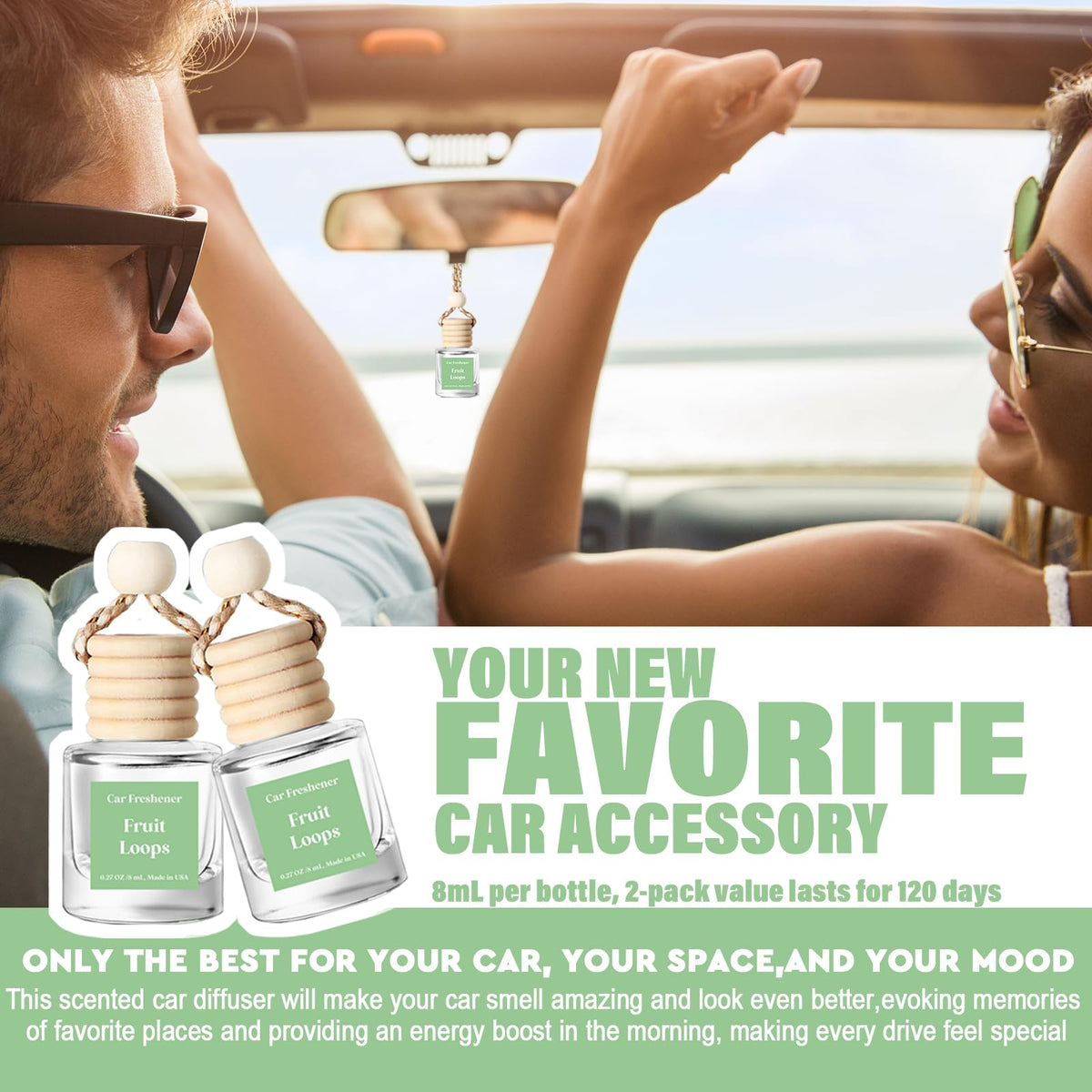HoogaLife Car Air Freshener Diffuser 2 Pack Hanging Air Freshener Diffuser - Vanilla Cream Fragrance Oil Air D iffuser for Car, 45+ days Long Lasting Fragrance Made in USA C ar Air Fresheners (V54) Jansha Store