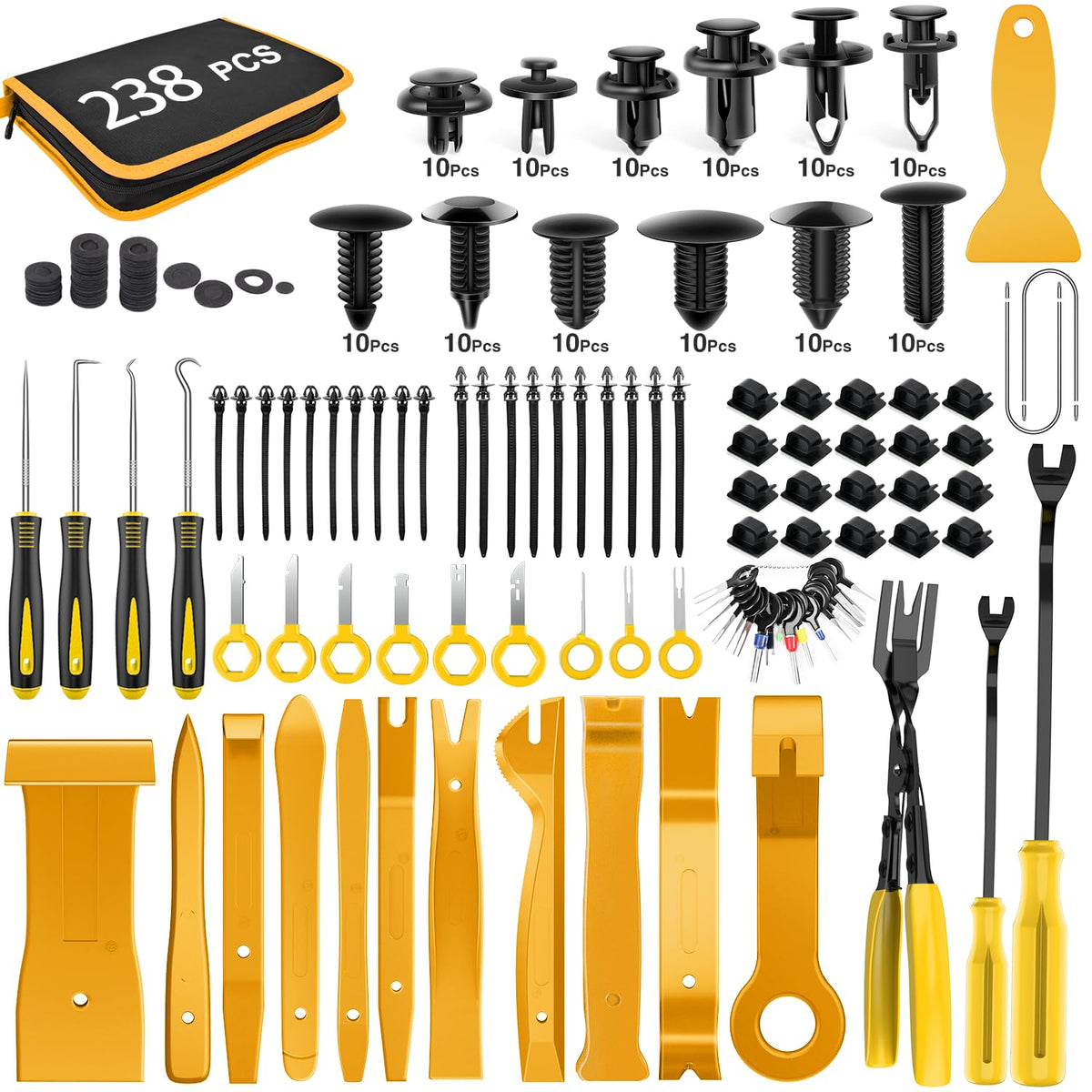 GOOACC 240PCS Bumper Retainer Clips Car Plastic Rivets Fasteners Push Retainer Kit 12 Popular Sizes Auto Push Pin Rivets Set -Door Trim Panel Fender Clips for GM Ford Toyota Honda Chrysler Jansha Store