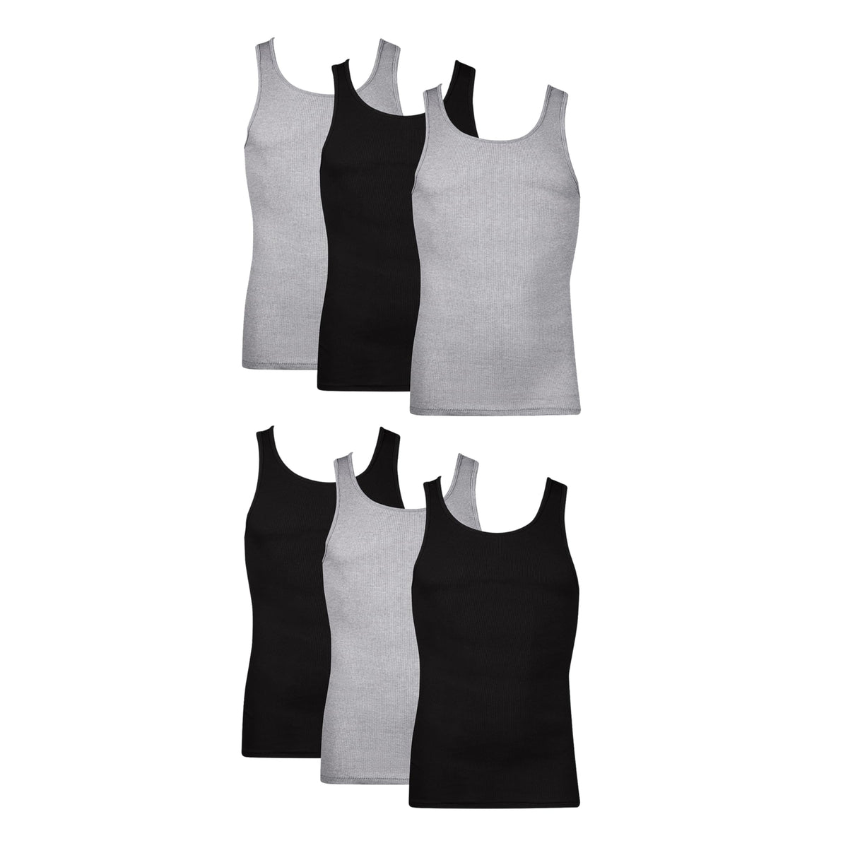 Hanes Men's Tank Undershirt Pack, Cotton Tank Undershirt, Moisture-Wicking, Breathable, White or Grey/Black, Multi-Pack Jansha Store
