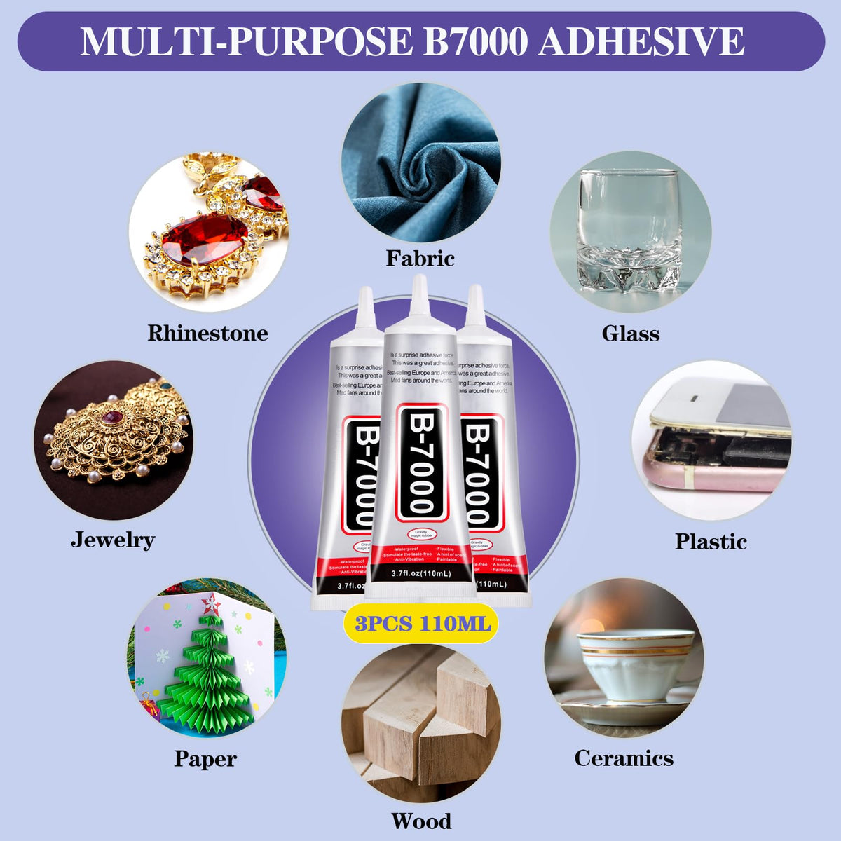 B7000 Jewelry Glue for Making, FITTDYHE 1PCS 50ML/1.69 fl oz Clear Adhesive for Rhinestone, Fabric, Multipurpose Super B-7000 for Phone Repair, Nail Art, Wood, Glass, Charms Jansha Store