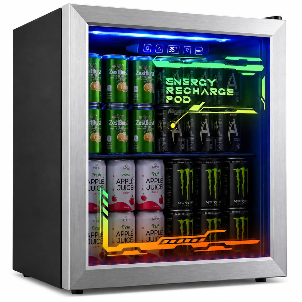 3.2 Cuft Beverage Fridge, 130 Can Mini Fridge With Glass Door, Black Jansha Store