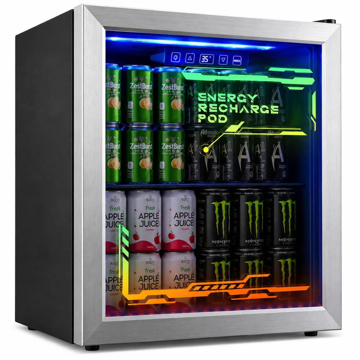 3.2 Cuft Beverage Fridge, 130 Can Mini Fridge With Glass Door, Black Jansha Store