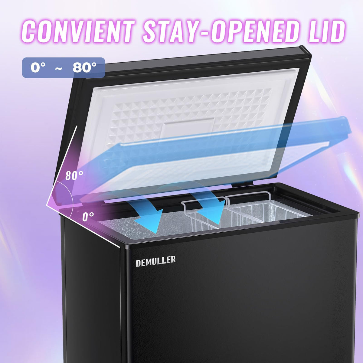 DEMULLER Chest Freezer 5.0Cubic Feet Deep Freezer Freestanding Freezers with 2 Removable Stainless Steel Basket, Mini Freezer Top Open Door Compact Freezer with Electronic Control 41℉ to -15℉BLACK Jansha Store